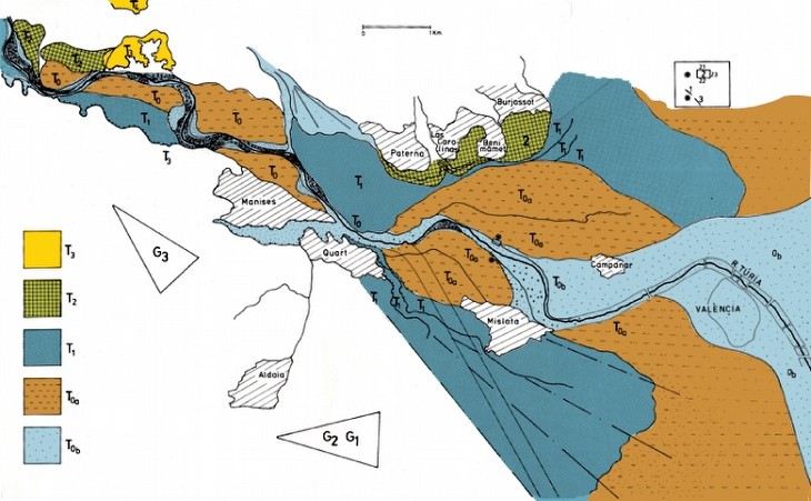 Cartografia de les terrasses del Túria.